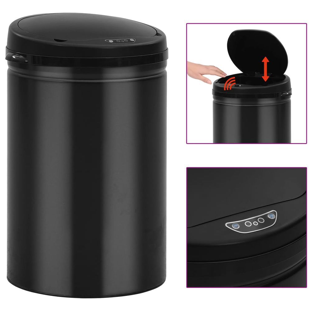 Automatic Sensor Dustbin 30 L Carbon Steel Black - anydaydirect