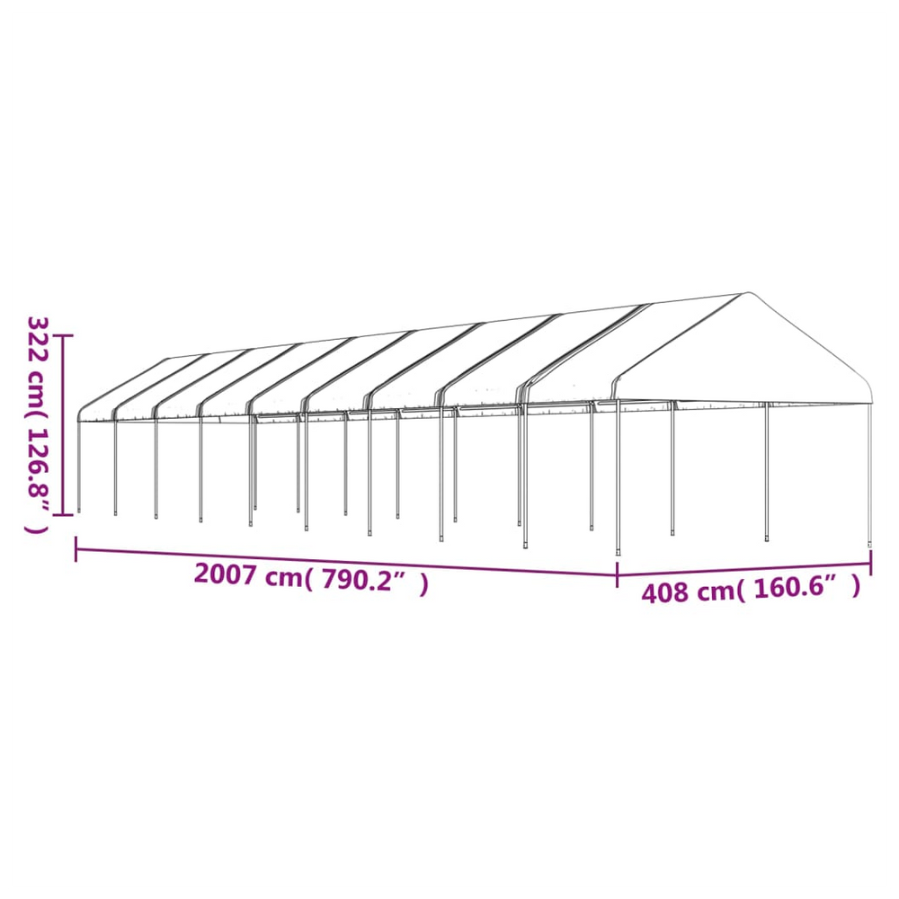 vidaXL Gazebo with Roof White 20.07x4.08x3.22 m Polyethylene - anydaydirect