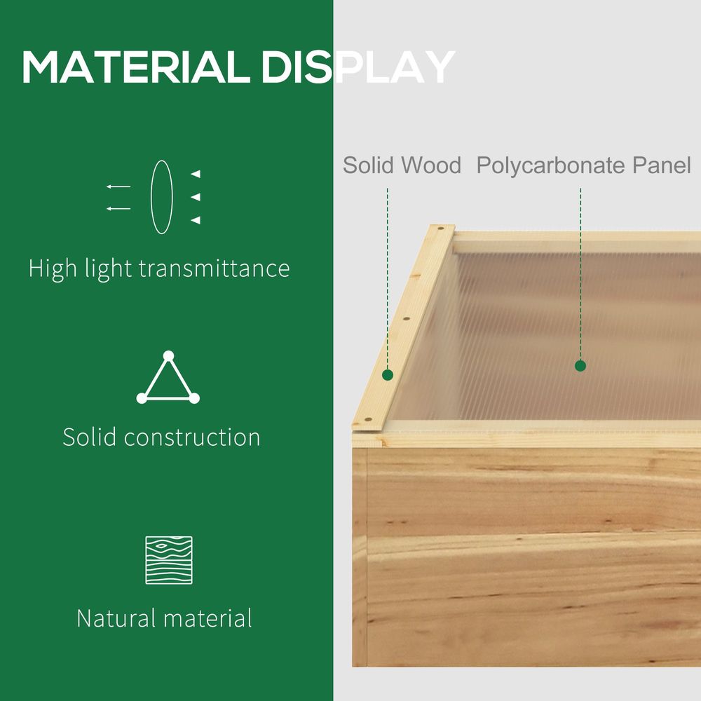 Wooden Cold Frame Greenhouse Grow House, 100 x 50 x 36 cm, Natural - anydaydirect