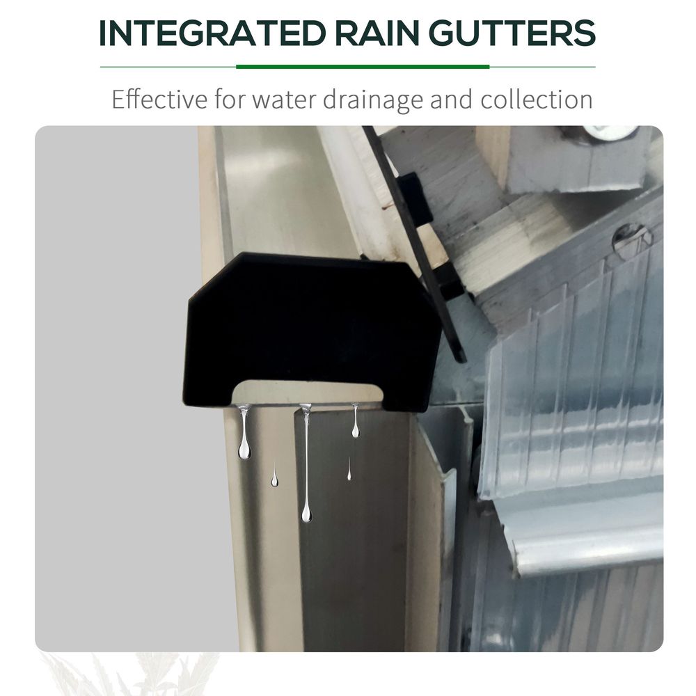 6 x 4ft Polycarbonate Greenhouse Aluminum Roof Vent, Rain Gutter Sliding Door, - anydaydirect