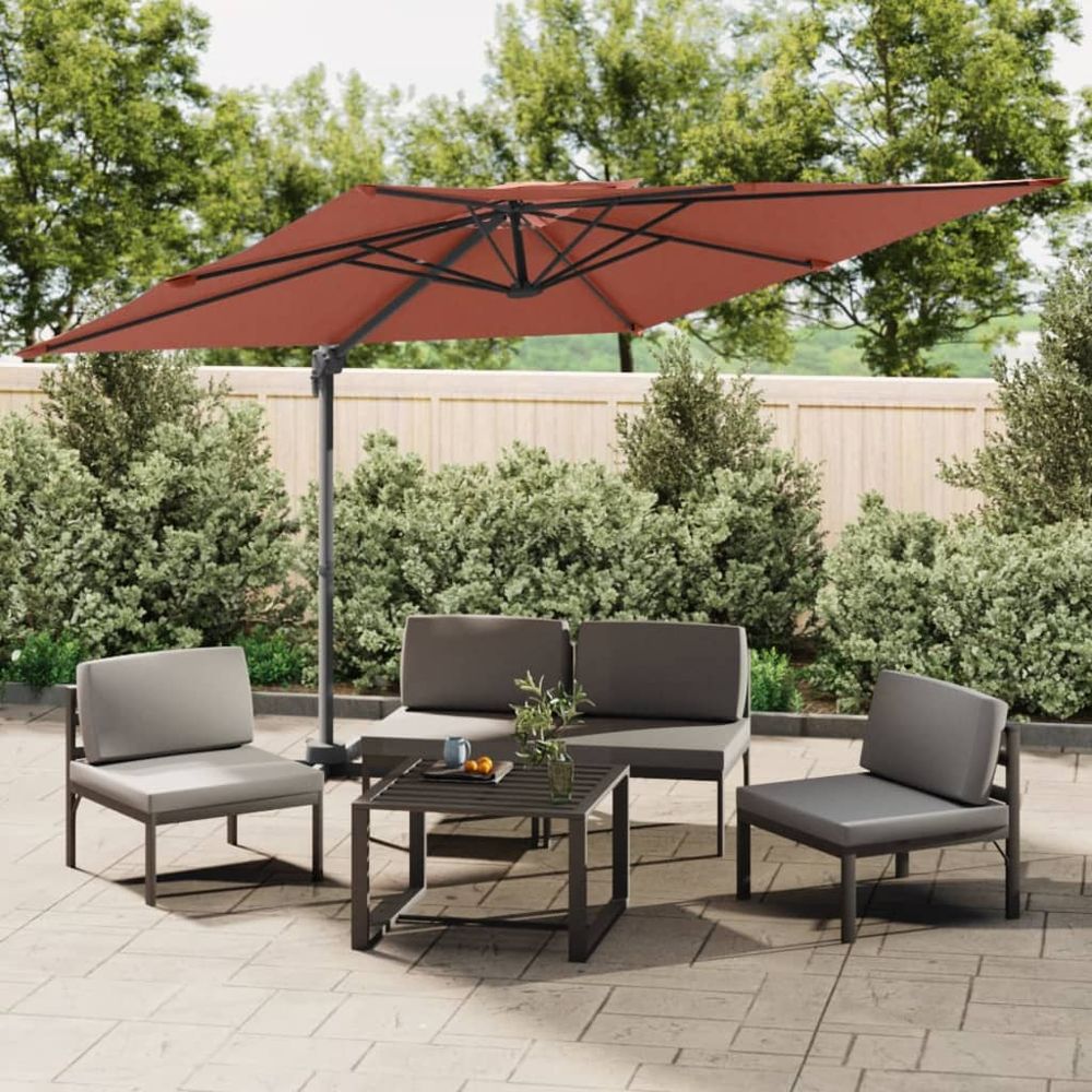 Double Top Cantilever Umbrella Terracotta 300x300 cm - anydaydirect