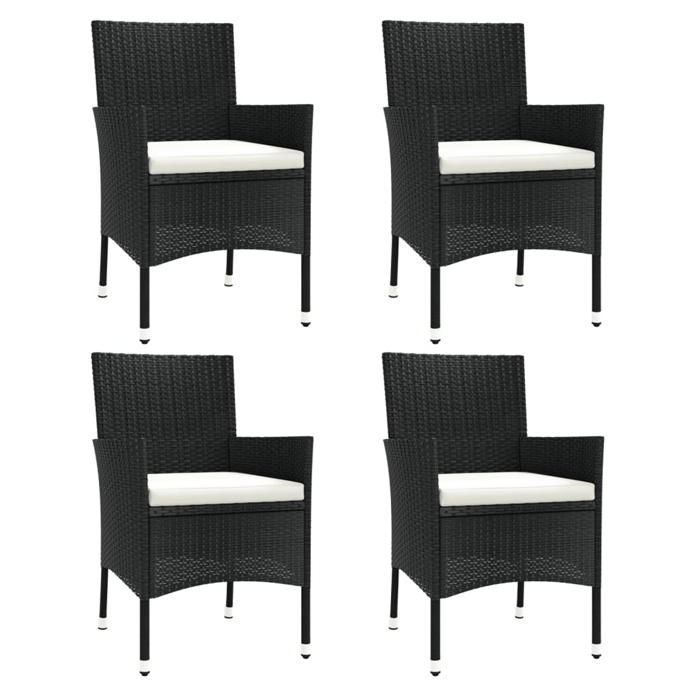 vidaXL Garden Chairs with Cushions 4 pcs Black Poly Rattan - anydaydirect
