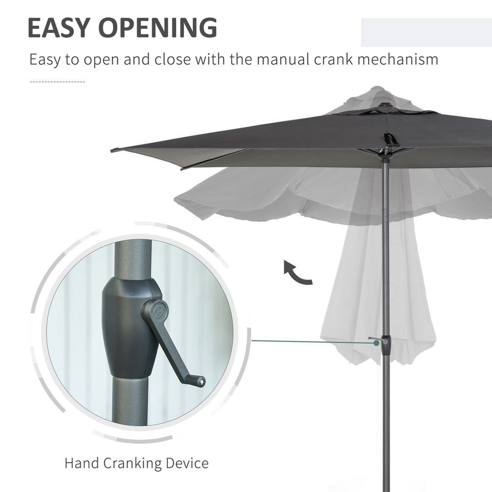 2.58m Aluminium Garden Parasol Sun Umbrella Angled Canopy Grey - anydaydirect