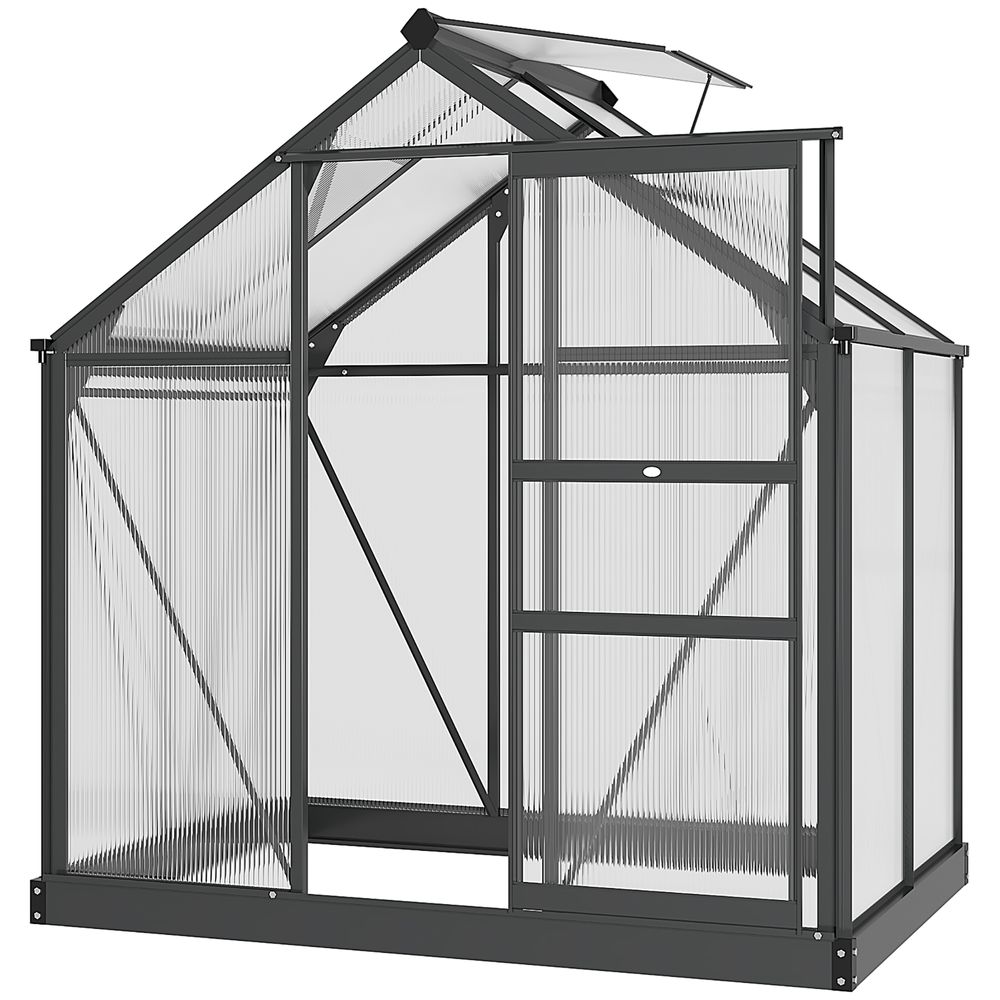 Polycarbonate Walk-In Garden Greenhouse Aluminium Frame w/ Slide Door 6 x 4ft - anydaydirect