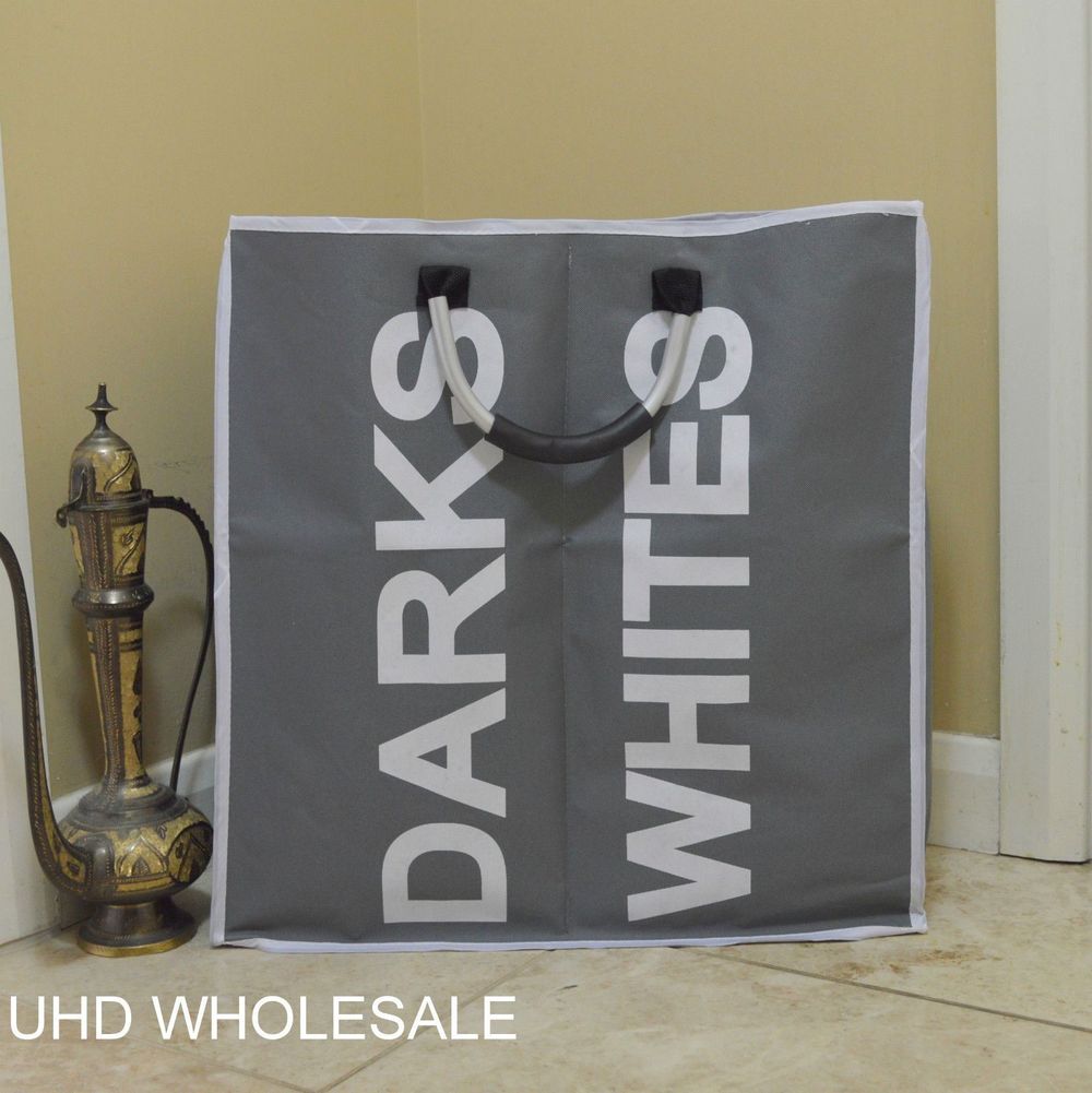 DOUBLE Laundry Bag with Metal Handles DARK GREY - anydaydirect