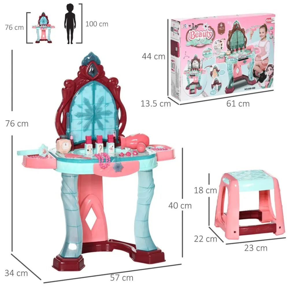 31 Piece Kids Dressing Table w/ Magical Princess Mirror, Light and Music - anydaydirect