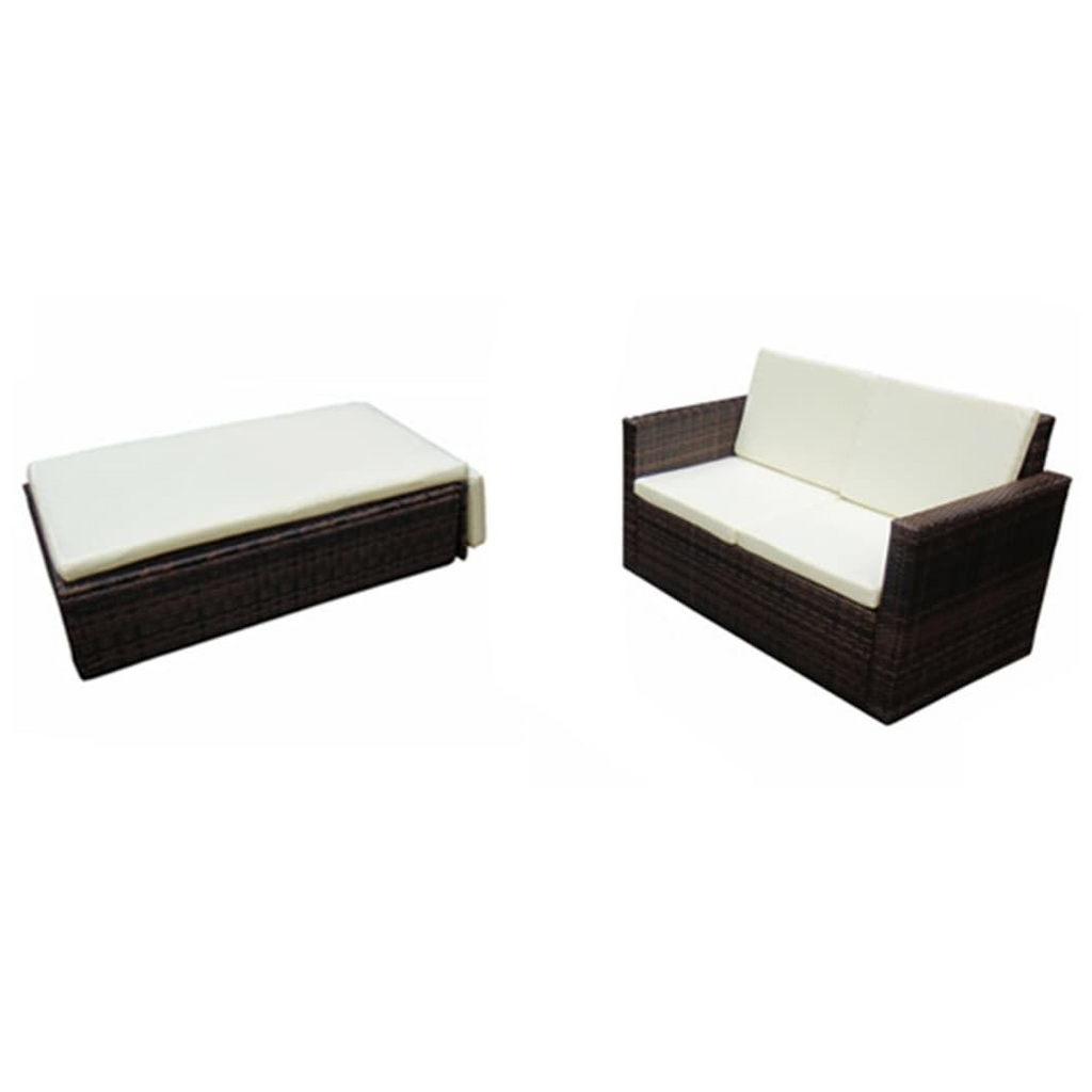 vidaXL 2 Piece Garden Lounge Set with Cushions Poly Rattan Brown - anydaydirect