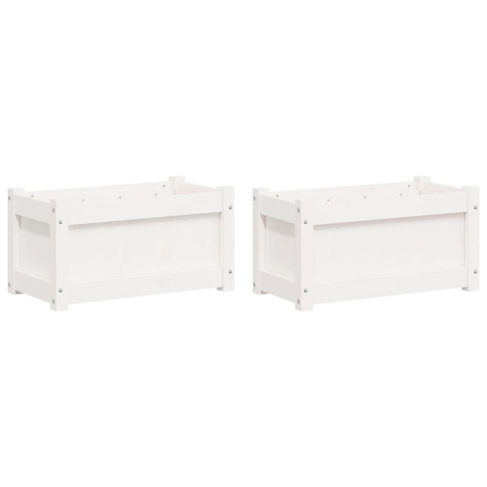 vidaXL Garden Planters 2 pcs White Solid Wood Pine - anydaydirect