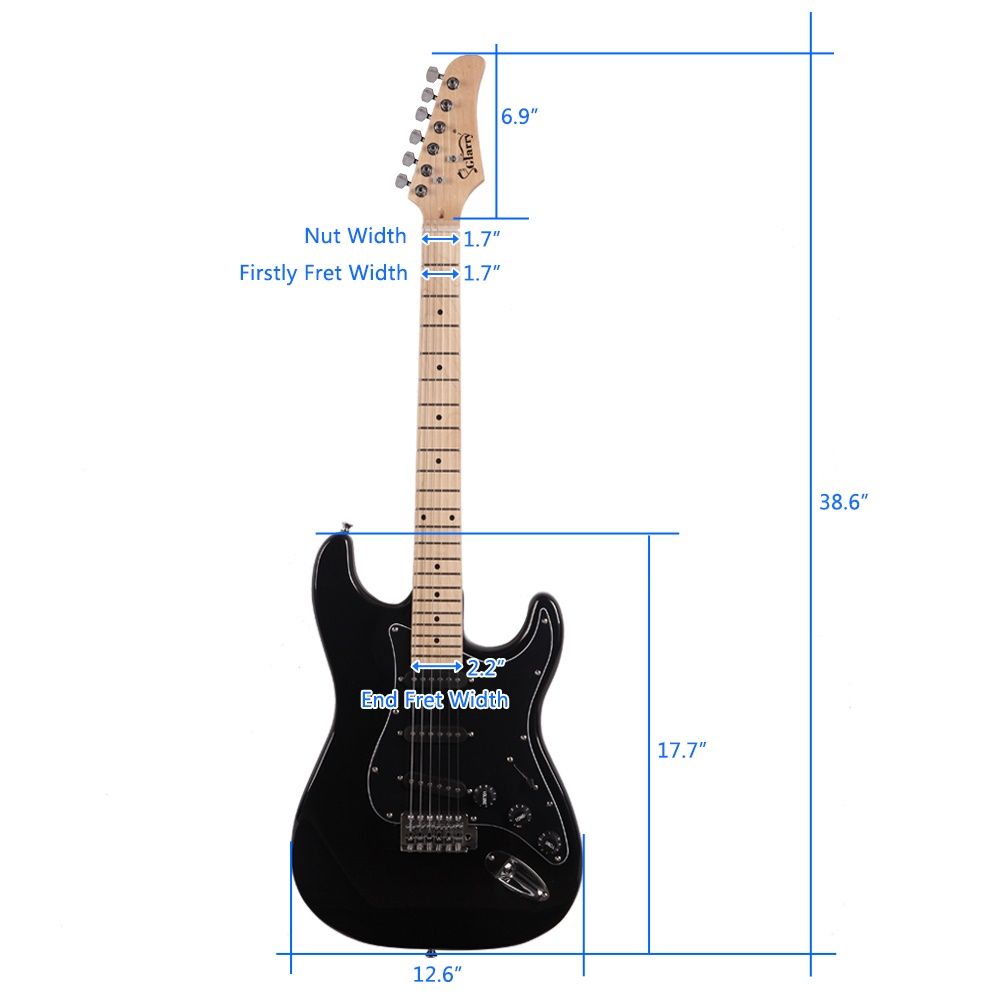 Glarry GST Stylish Electric Guitar Kit with Black Pickguard Black - anydaydirect