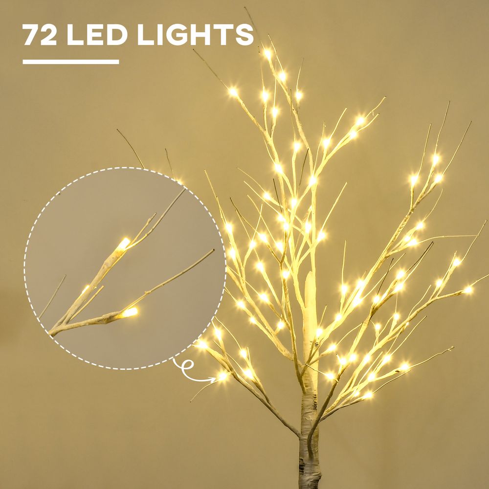 HOMCOM 4ft Artificial White Birch Tree Light  72 Warm White Pre-Lit LED Light - anydaydirect