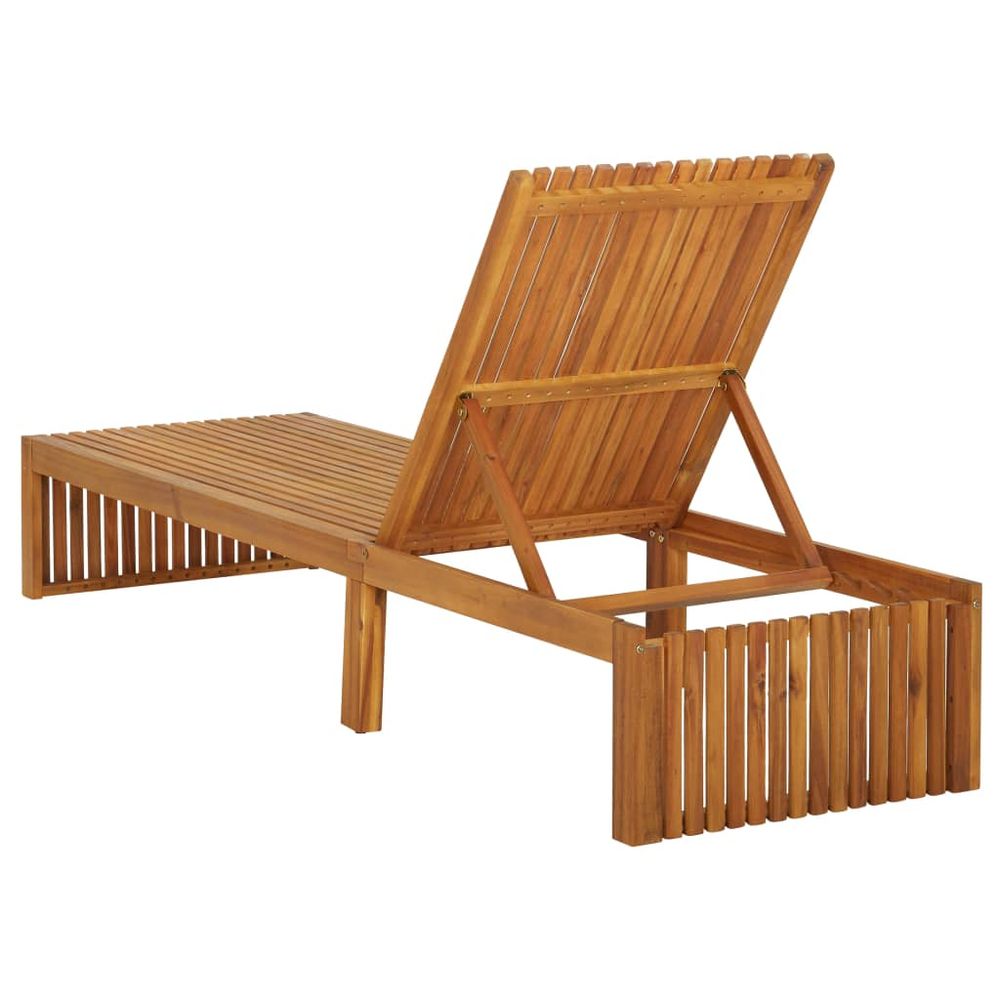 Sun Lounger Solid Acacia Wood - anydaydirect