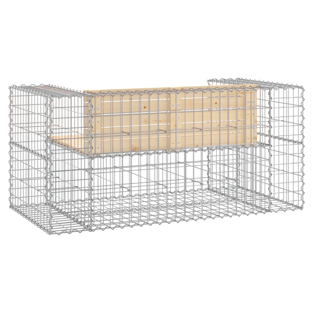 vidaXL Garden Bench Gabion Design 143x71x65.5 cm Solid Wood Pine - anydaydirect