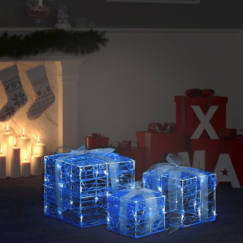 Decorative Acrylic Christmas Gift Boxes 3 pcs Warm White - anydaydirect