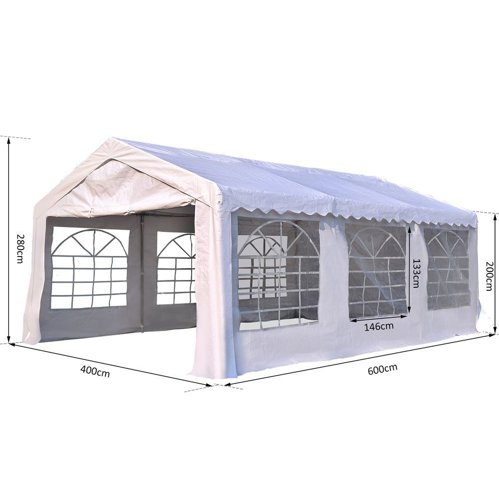 Gazebo Marquee Party Tent, Steel Frame-White - anydaydirect