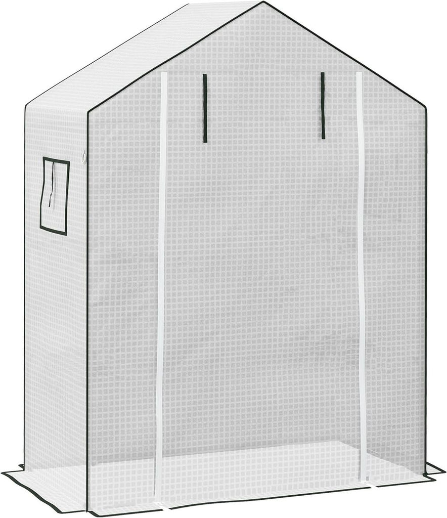 Outsunny PE Greenhouse Cover Replacement with Door and Mesh Windows, White - anydaydirect