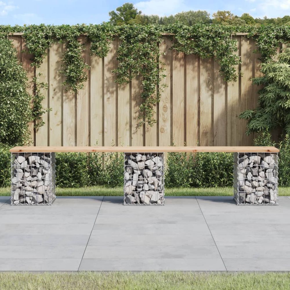 vidaXL Garden Bench Gabion Design 203x31x42 cm Solid Wood Pine - anydaydirect