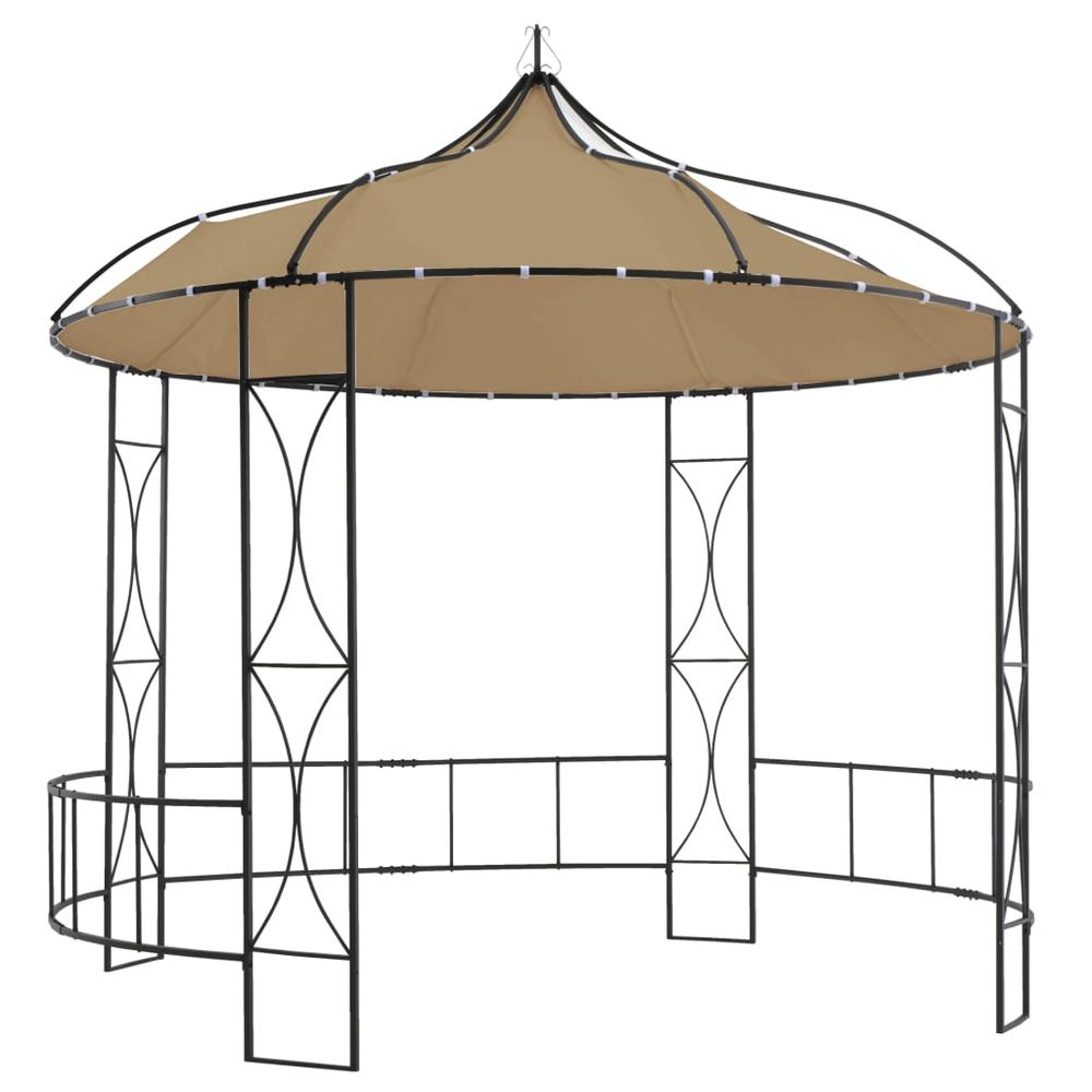 Gazebo 300x290 cm White, Anthracite & Taupe Round - anydaydirect