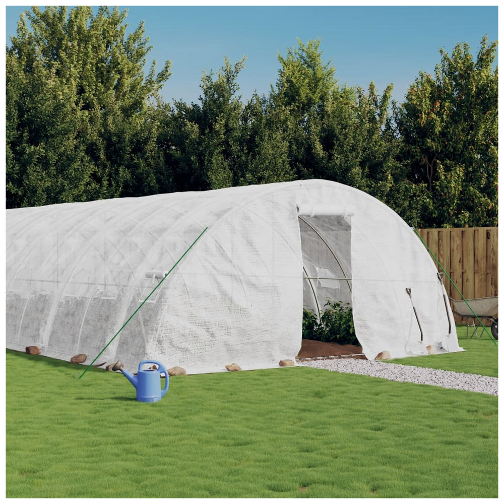 vidaXL Greenhouse with Steel Frame White 120 m² 24x5x2.3 m - anydaydirect