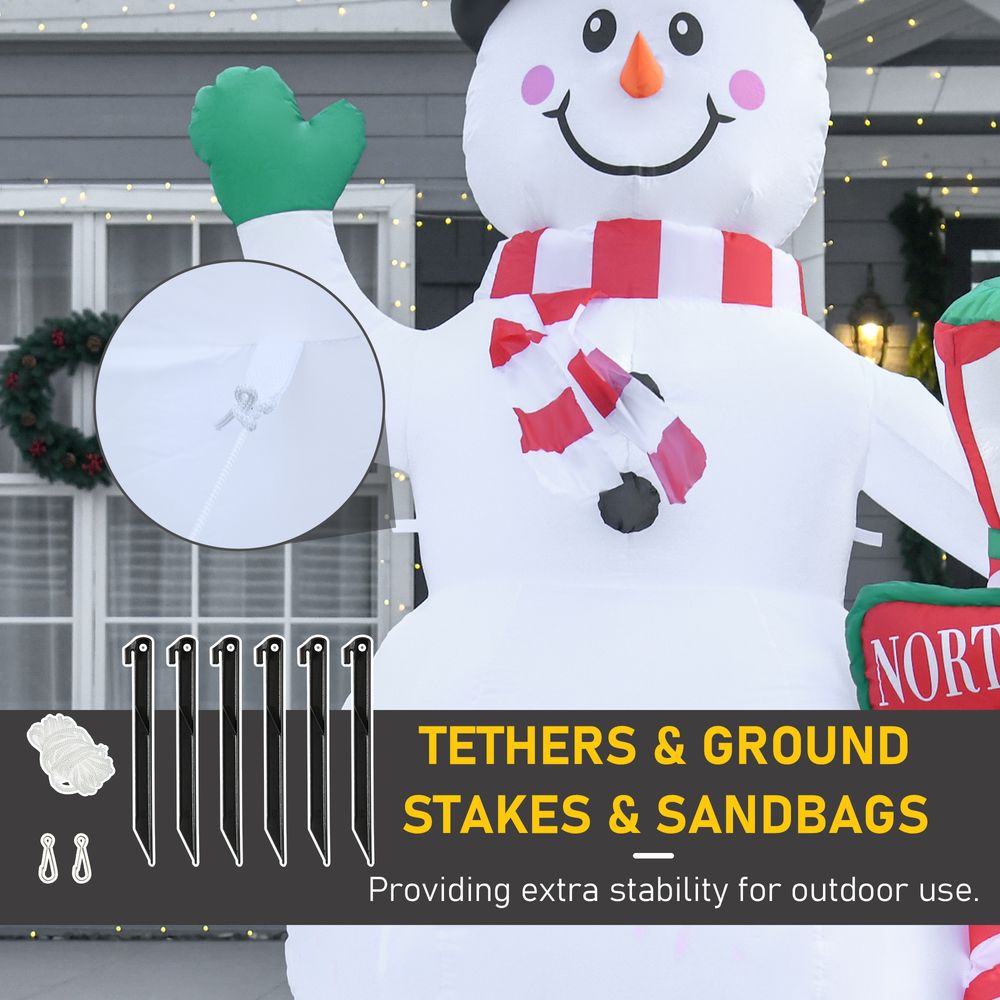 8ft Tall Christmas Inflatable Snowman Street Lamp Lighted Garden Lawn - anydaydirect