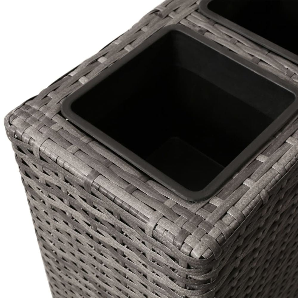 Garden Raised Bed with 4 Pots Poly Rattan Grey - anydaydirect