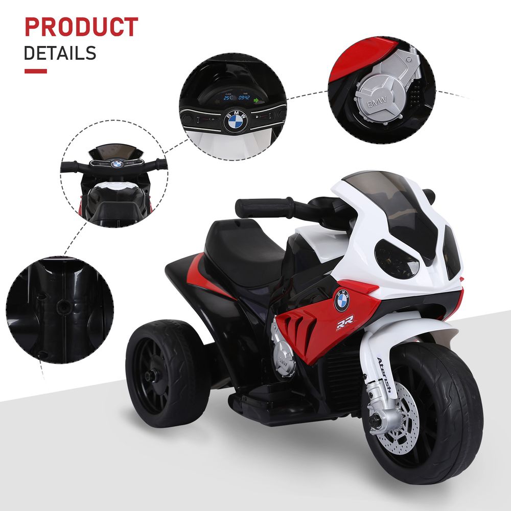 Electric Kids Ride on Motorcycle BMW Liscensed w/ Headlights Music Red - anydaydirect