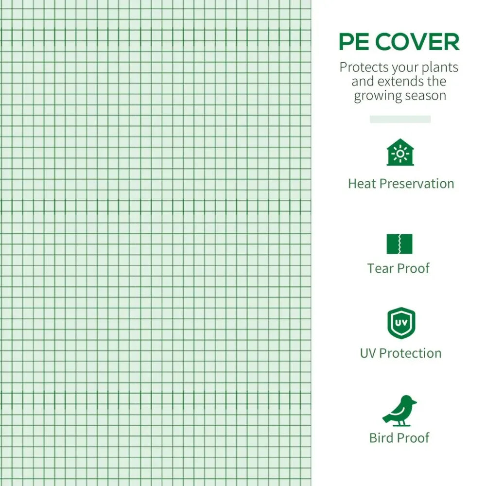 Polytunnel Greenhouse for Garden W/ Mesh Window and Steel Frame, 1.8 x 1.8 x 2 m - anydaydirect