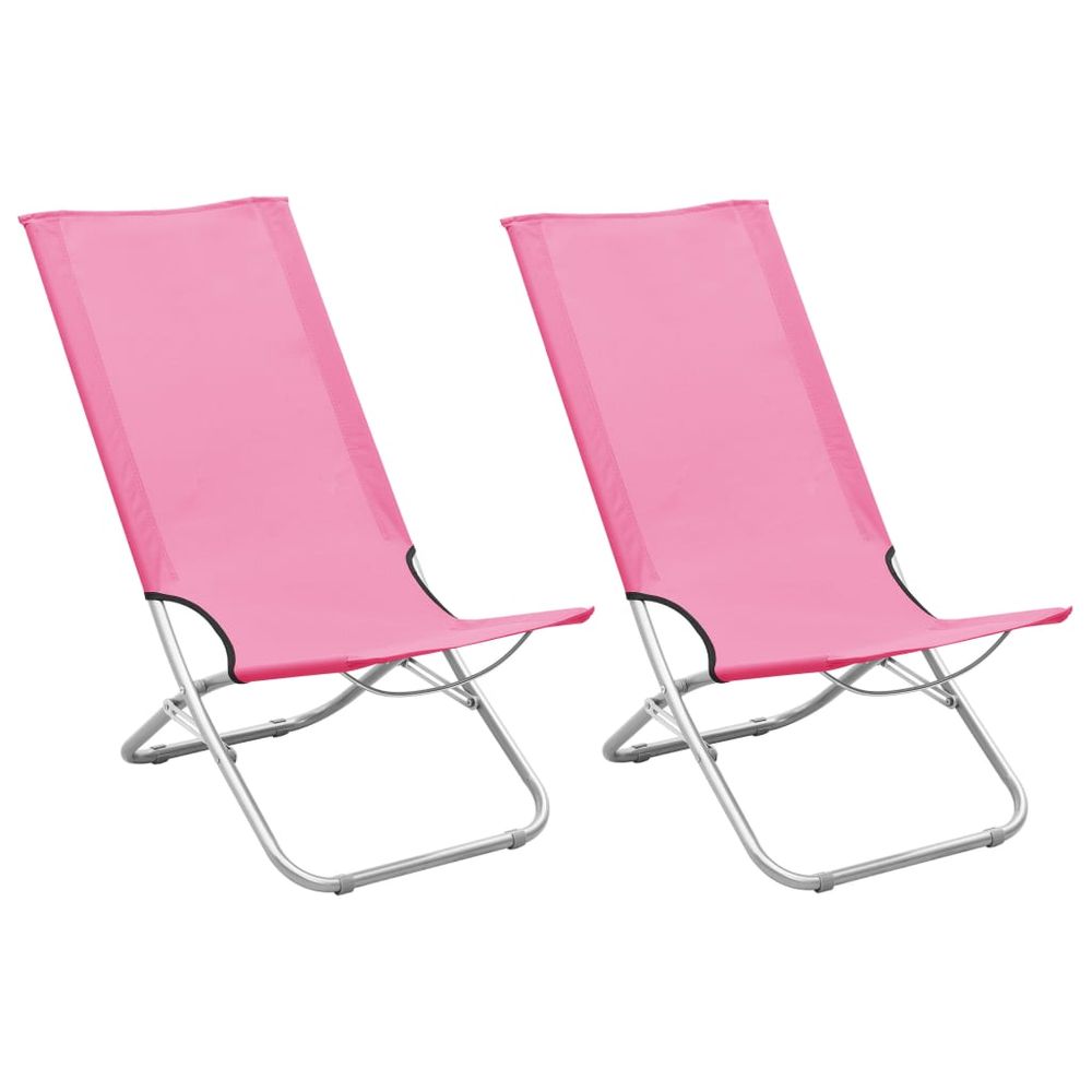 Folding Beach Chairs 2 pcs Blue Fabric - anydaydirect