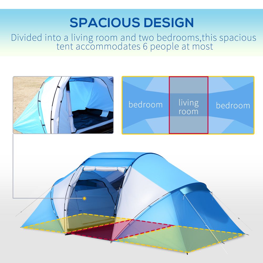 4-6 Persons Camping Tent Dome Family Travel Group Hiking Room Fishing Outsunny - anydaydirect