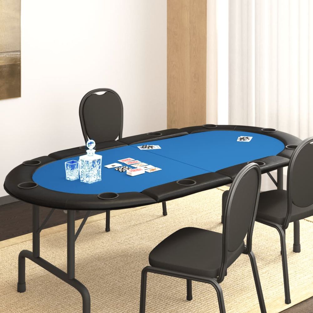 10-Player Folding Poker Tabletop Green 208x106x3 cm - anydaydirect