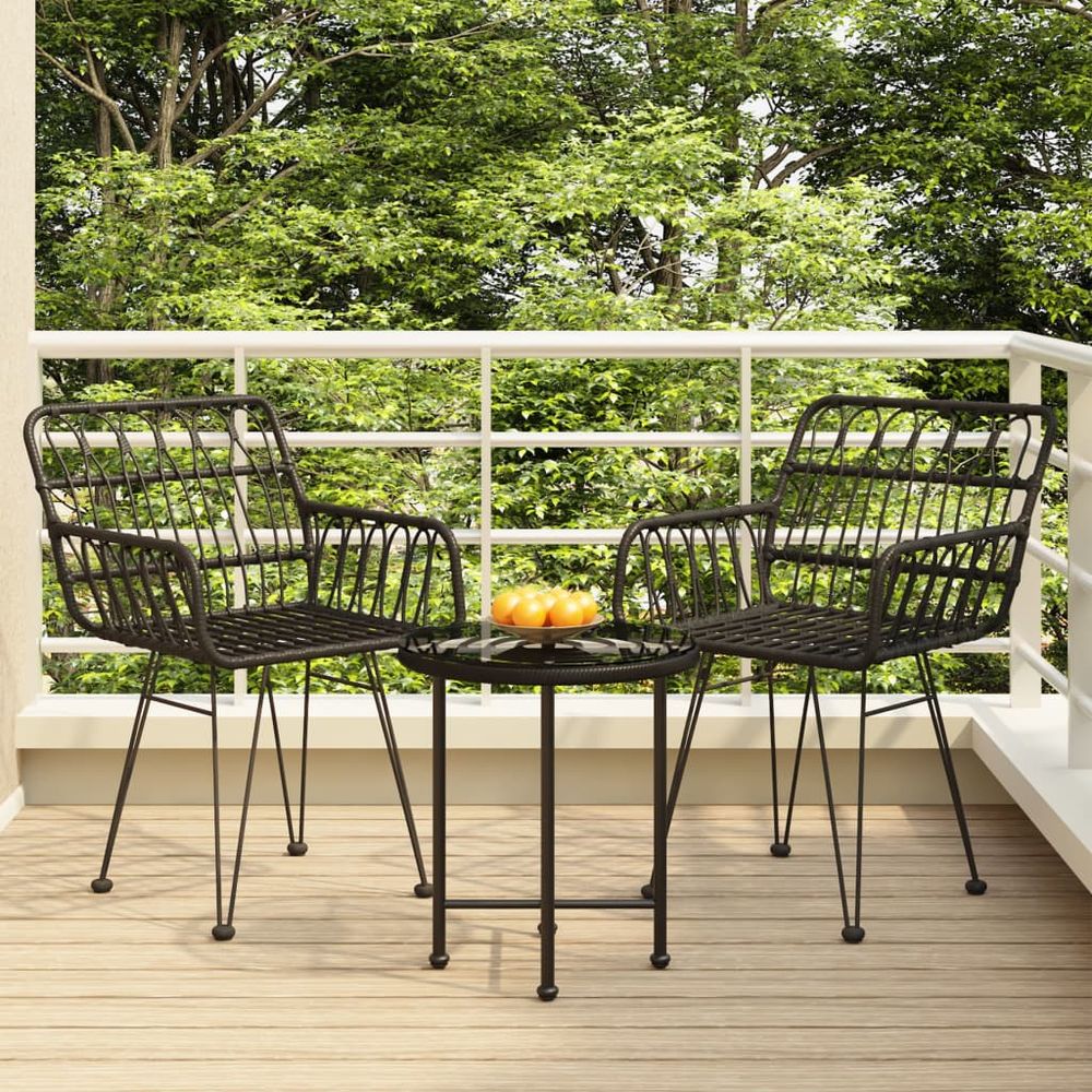 3 Piece Garden Dining Set Poly Rattan - anydaydirect