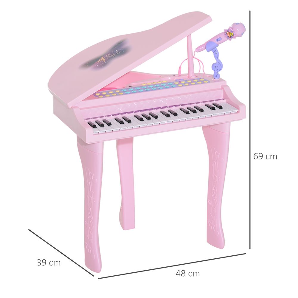 37 Key Musical Mini Piano Electrionic Keyboard Microphone Stool Pink - anydaydirect