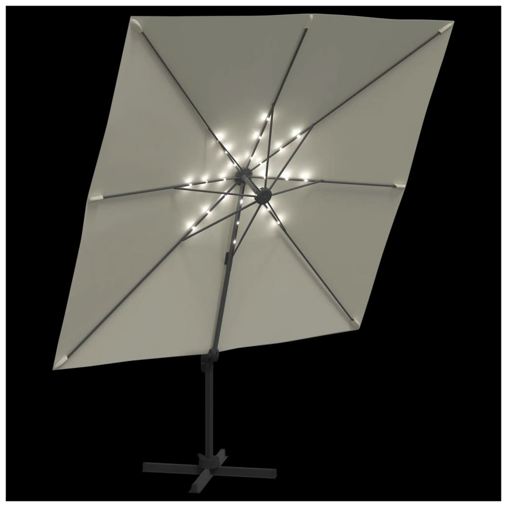 LED Cantilever Umbrella Sand White 400x300 cm - anydaydirect