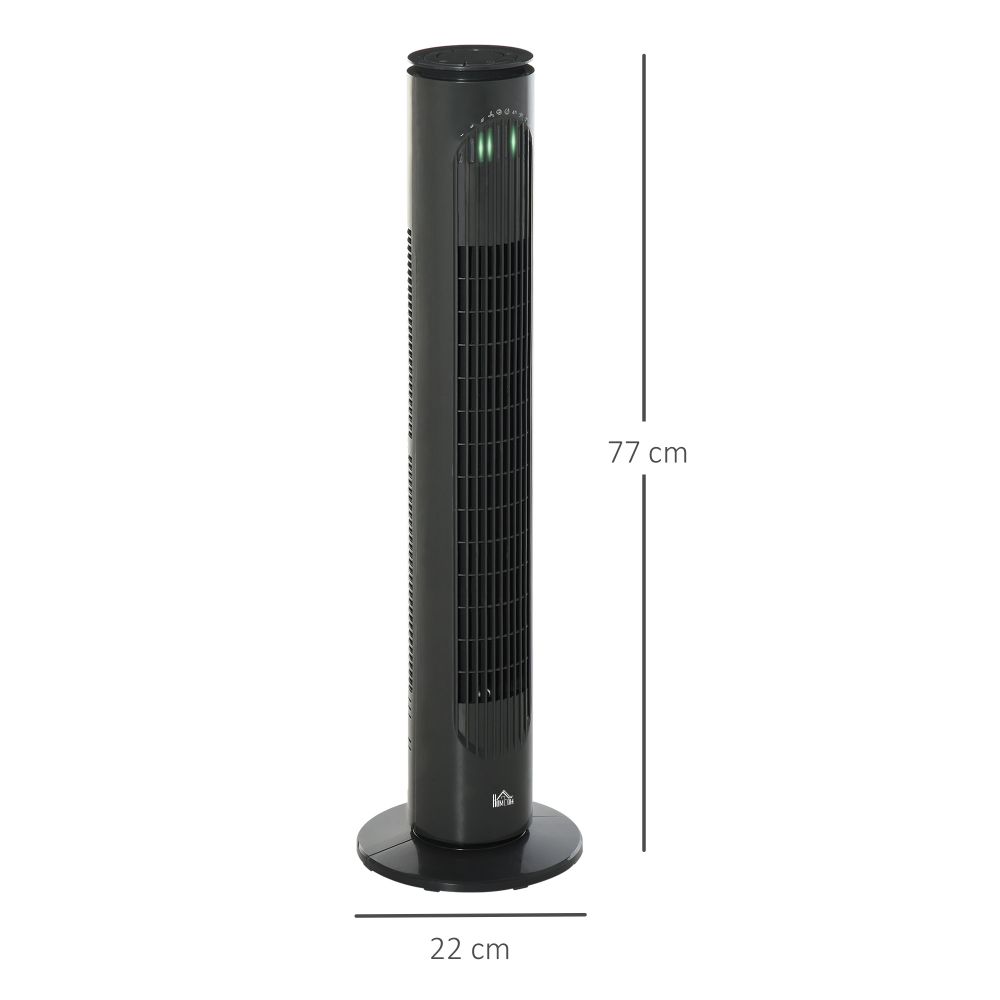 Tower Fan, 3 Speed 3 Mode Timer Oscillation, Remote Dark Grey Fan - anydaydirect