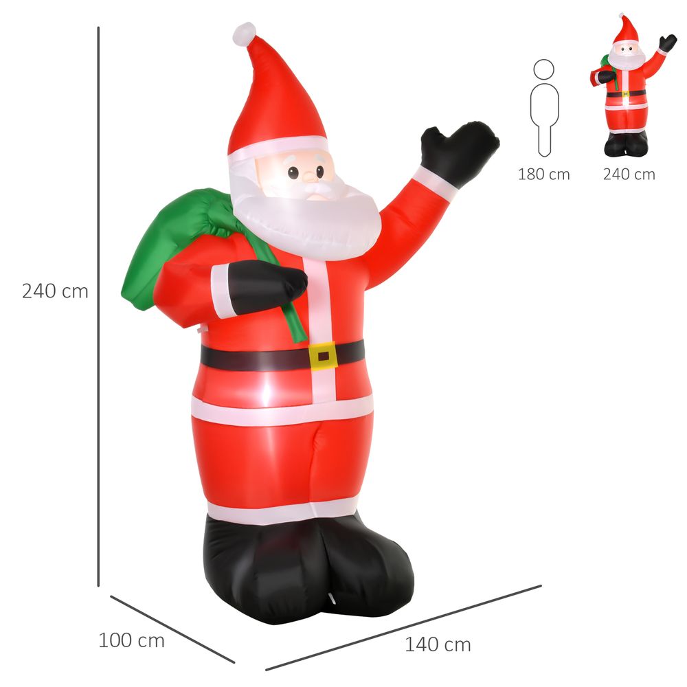 8ft Christmas Inflatable Santa Holiday Deco LED Lights Indoor Outdoor - anydaydirect