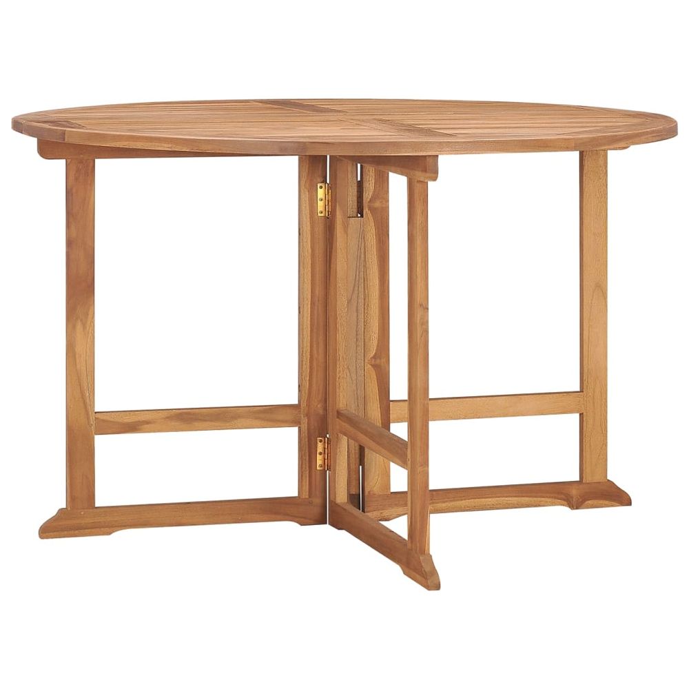 Folding Garden Dining Table Ø110x75 cm Solid Wood Teak - anydaydirect