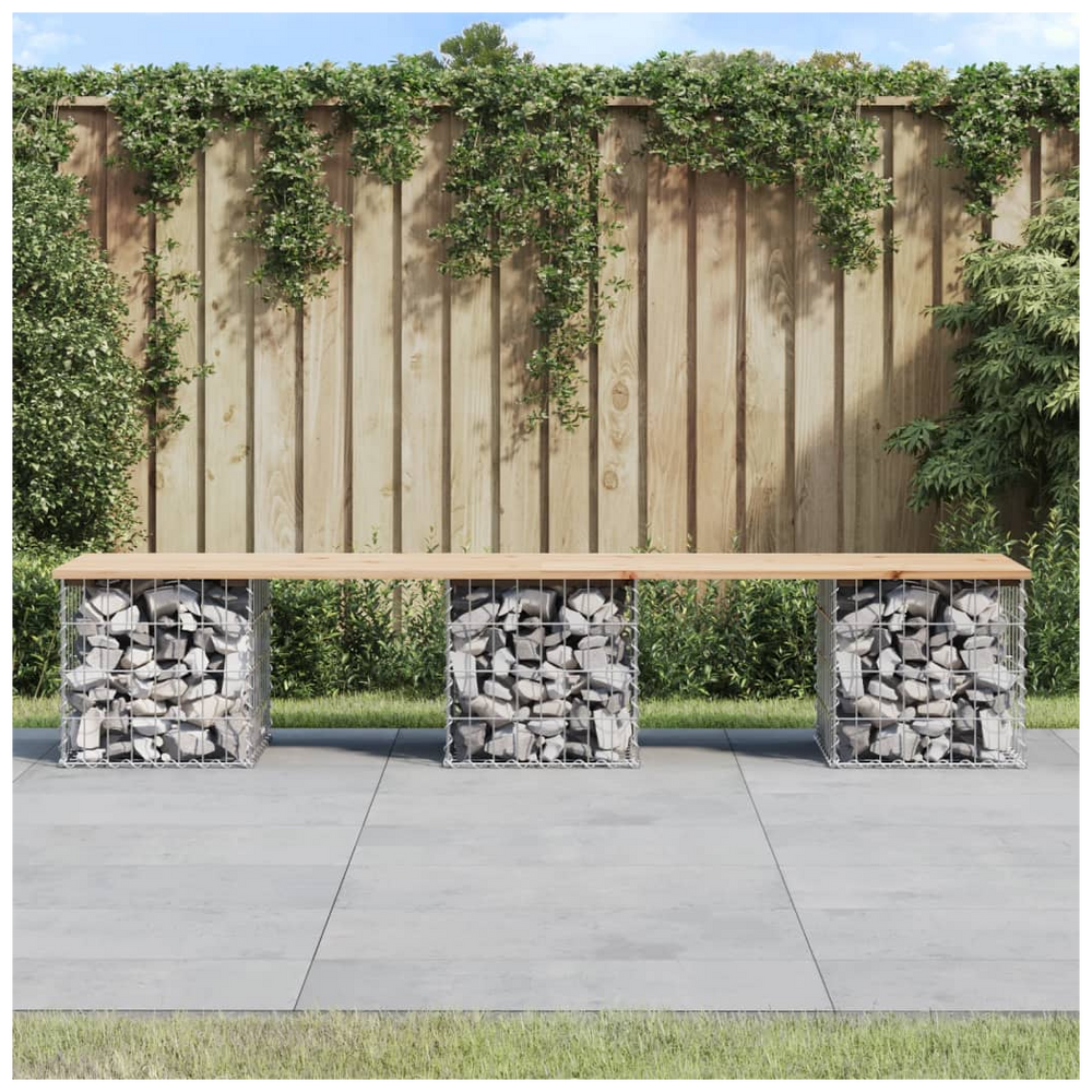 vidaXL Garden Bench Gabion Design 203x44x42 cm Solid Wood Pine - anydaydirect