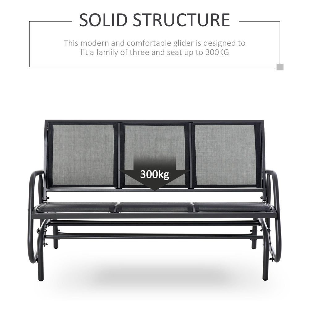 3-Seat Glider Rocking Chair for 3 People Bench Patio Furniture Metal Frame - anydaydirect