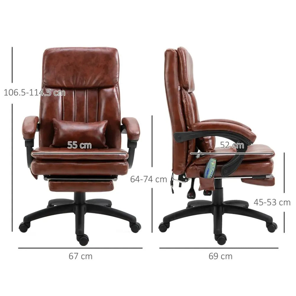 Ergonomic Office Chair w/ 7 Massage Points Headrest Armrest Footrest Brown - anydaydirect