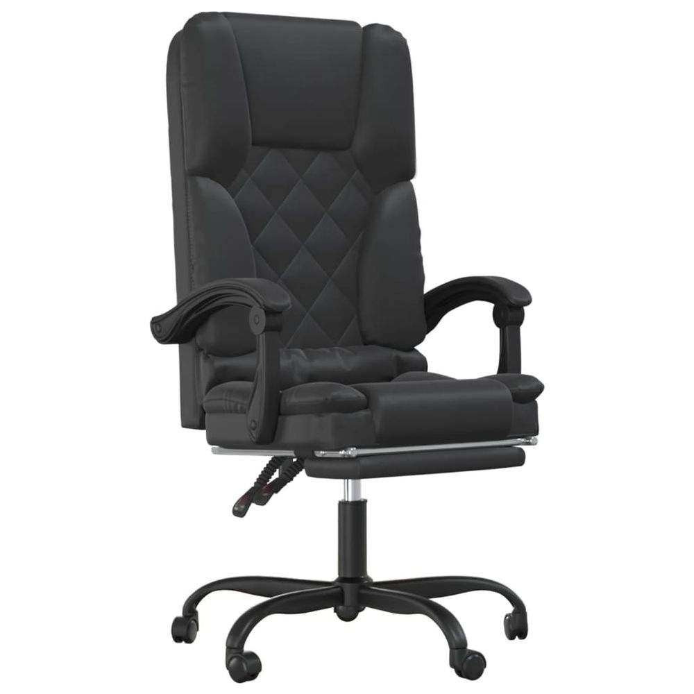 Massage Reclining Office Chair Black Faux Leather - anydaydirect