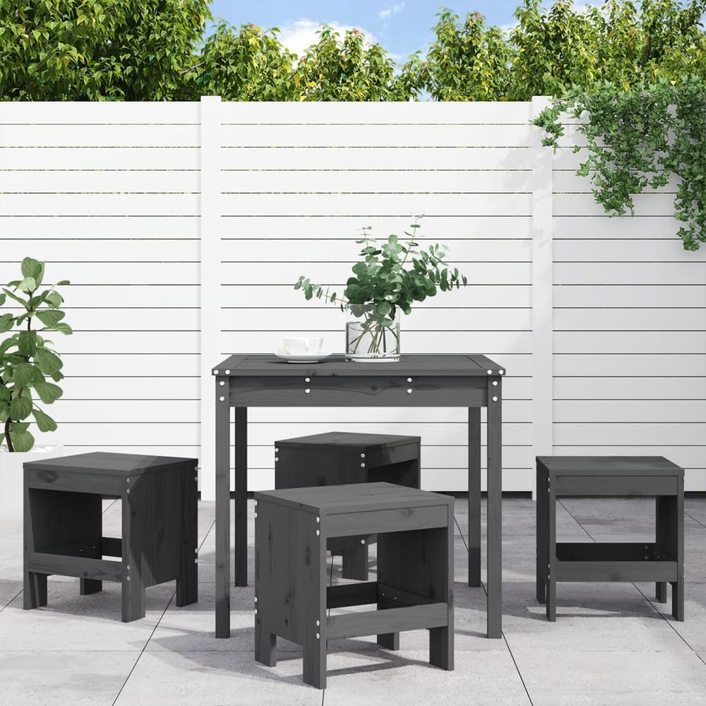 vidaXL 5 Piece Garden Dining Set Grey Solid Wood Pine - anydaydirect