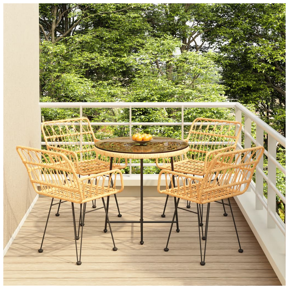 5 Piece Garden Dining Set Poly Rattan - anydaydirect