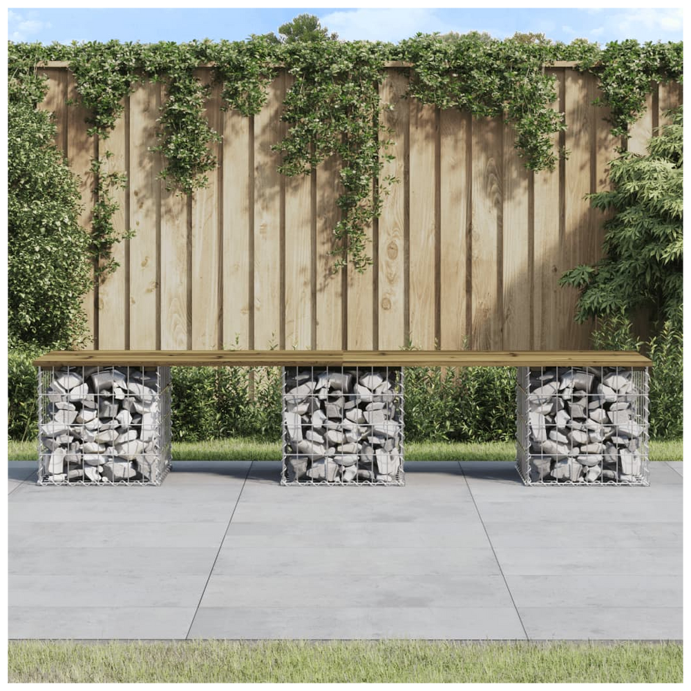 vidaXL Garden Bench Gabion Design 203x31x42 cm Impregnated Wood Pine - anydaydirect