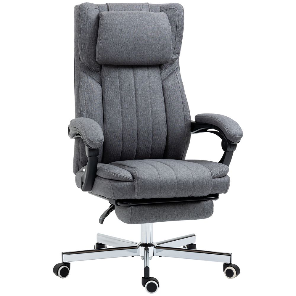 HOMCOM Executive Office Chair Reclining Office Chair with Headrest Dark Grey - anydaydirect