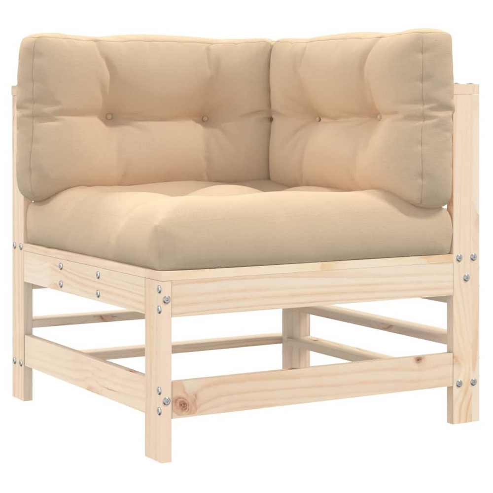 vidaXL Corner Sofa with Cushions Solid Wood Pine - anydaydirect