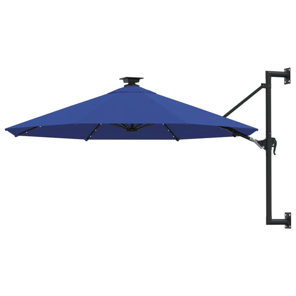 Wall-mounted Parasol with LEDs and Metal Pole 300 cm - anydaydirect