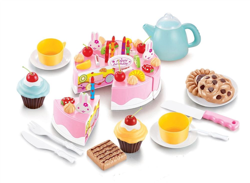 SOKA 54pc Birthday Cream Cake Kids Childrens Pretend Play Party Cake Set - anydaydirect