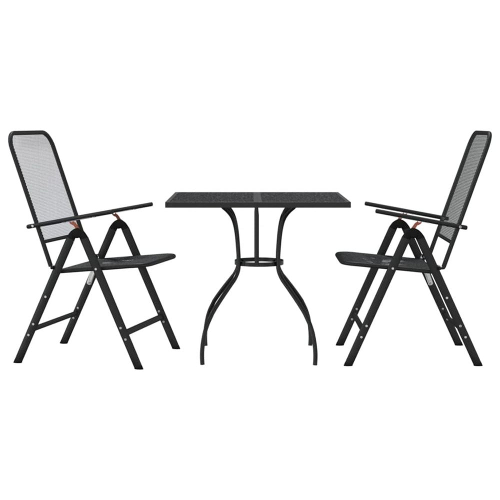 vidaXL 3 Piece Garden Dining Set Anthracite Metal Mesh - anydaydirect