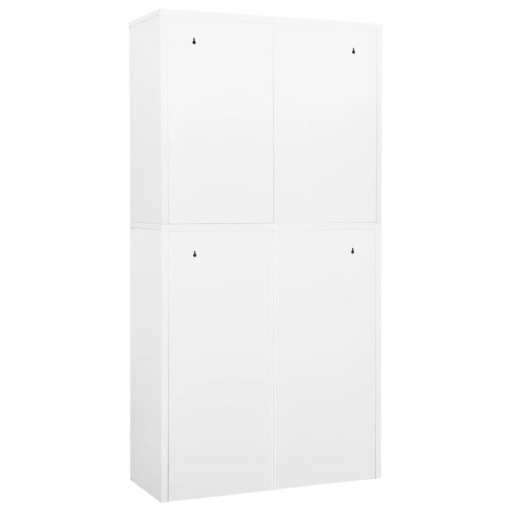 Office Cabinet White 90x40x180 cm Steel and Tempered Glass - anydaydirect