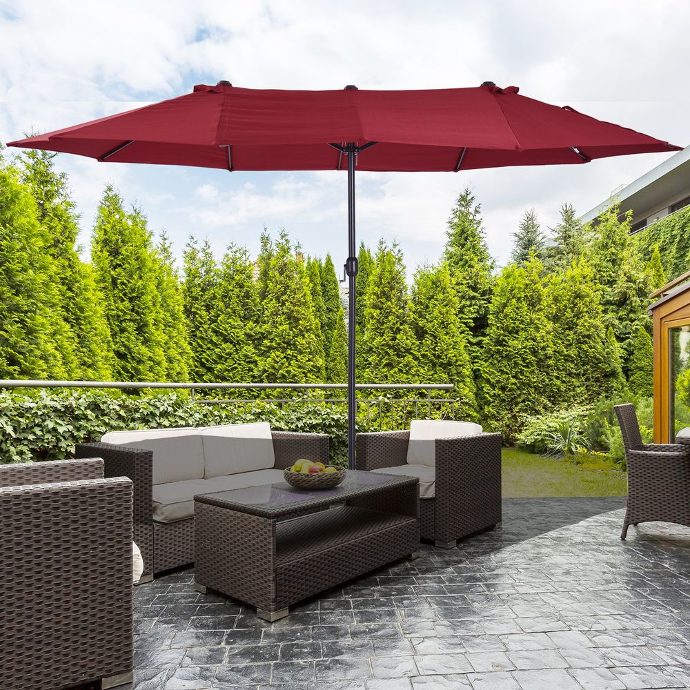 4.6m Double-Sided Patio Parasol Sun Umbrella - anydaydirect