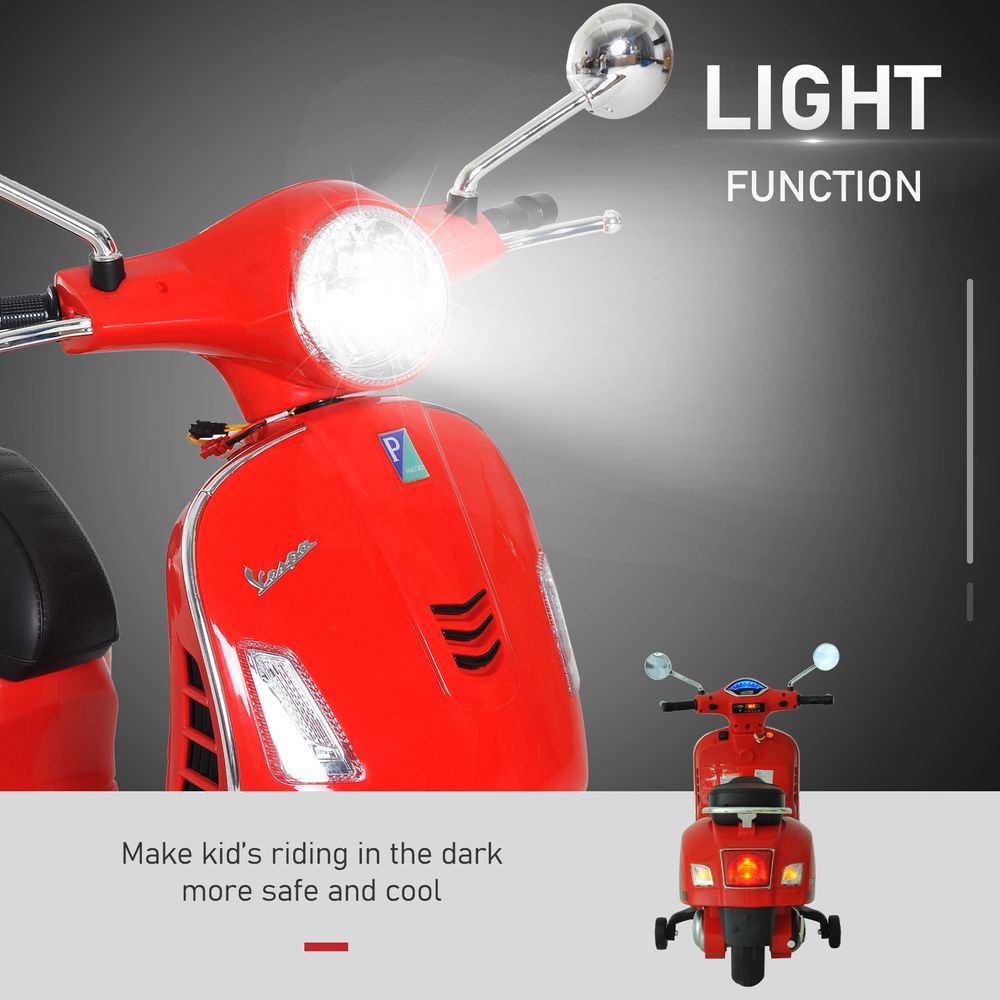 Kids Ride On Licensed Vespa Motorcycle 6V Boys Girls Music LED Lights - anydaydirect